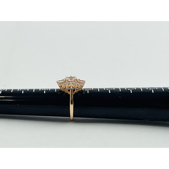 Cluster Waterfall Ring Size 9 w/ Clear Rhinestones Rose Gold tone Costume Faux - Picture 11 of 16